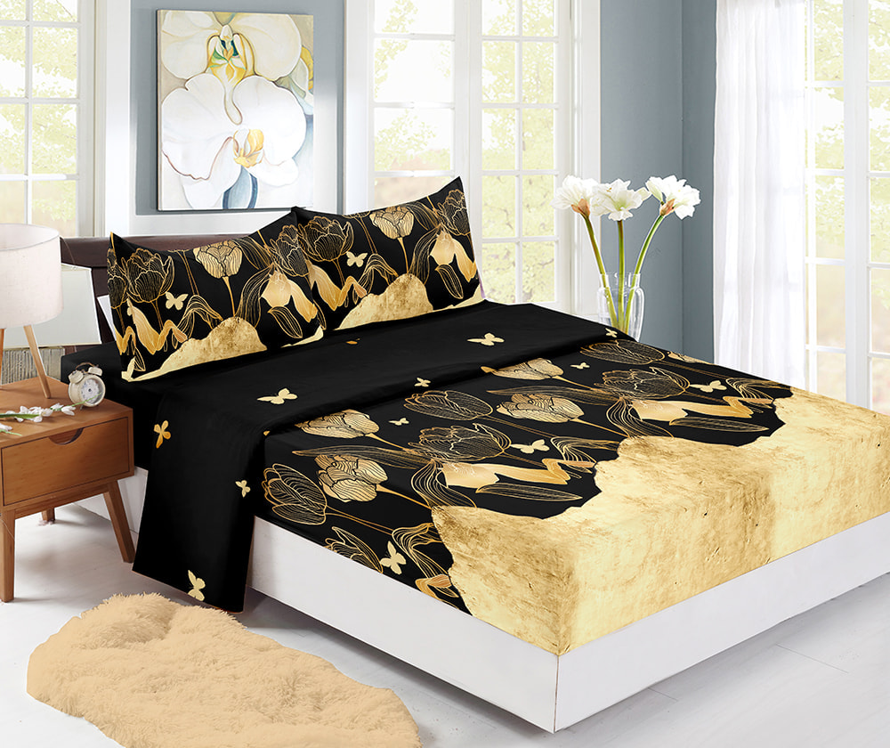 Комплект простыней на резинке с цветным принтом (4 шт.)